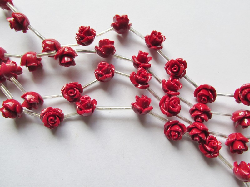 (image for) Red Resin Flower Beads #1642